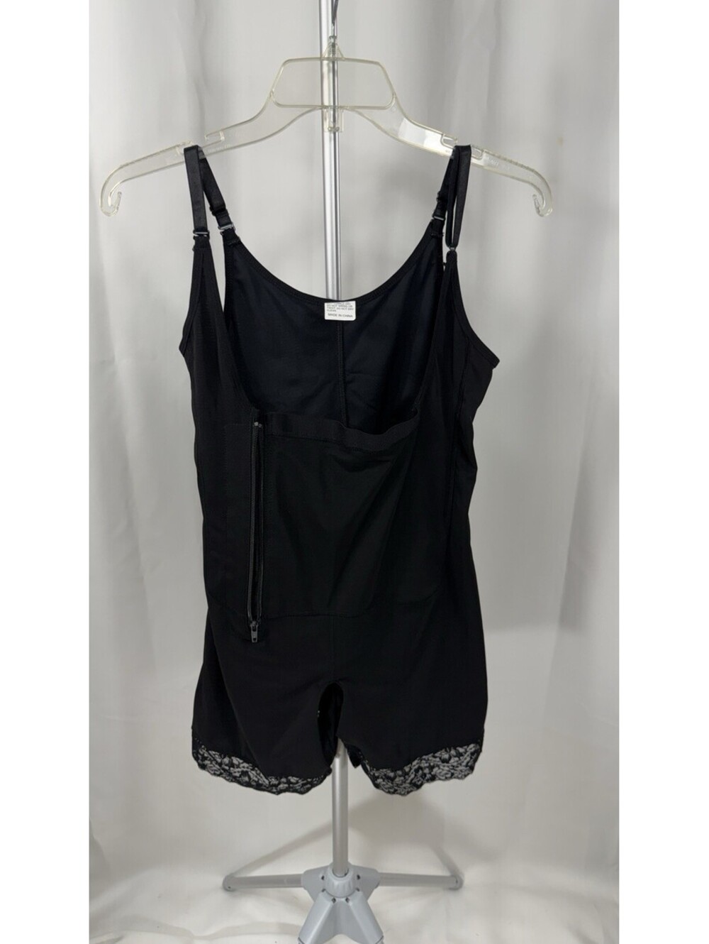 Womens Large Black Full Body Shaper Open Bust Butt Lifter Zipper Shapewear Faja